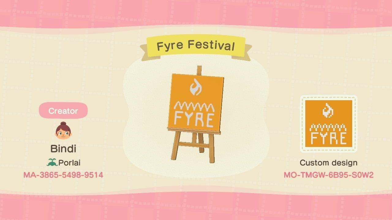 Animal Crossing Design Code: MO-TMGW-6B95-S0W2 Fyre Festival Logo