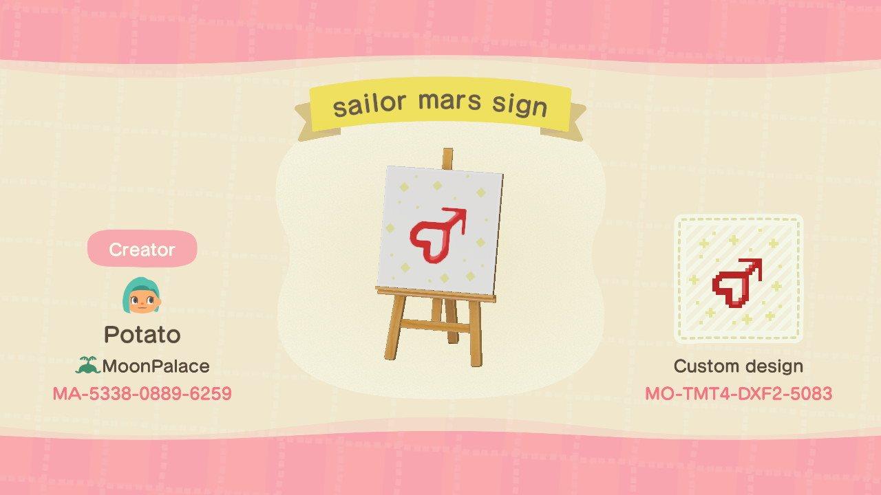 Animal Crossing Design Code: MO-TMT4-DXF2-5083 Sailor Mars Sign