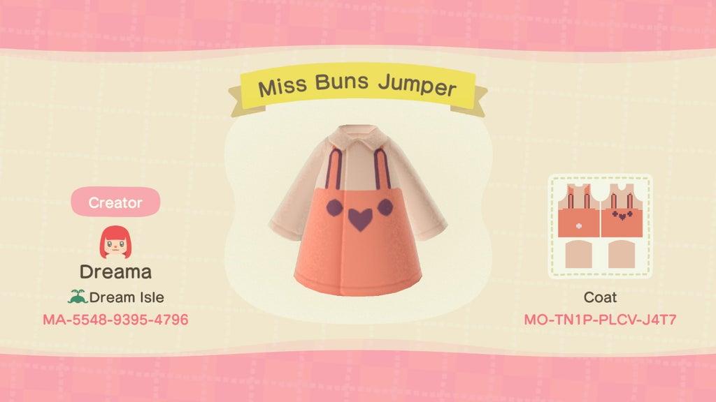 Animal Crossing Design Code: MO-TN1P-PLCV-J4T7 Miss Buns Jumper