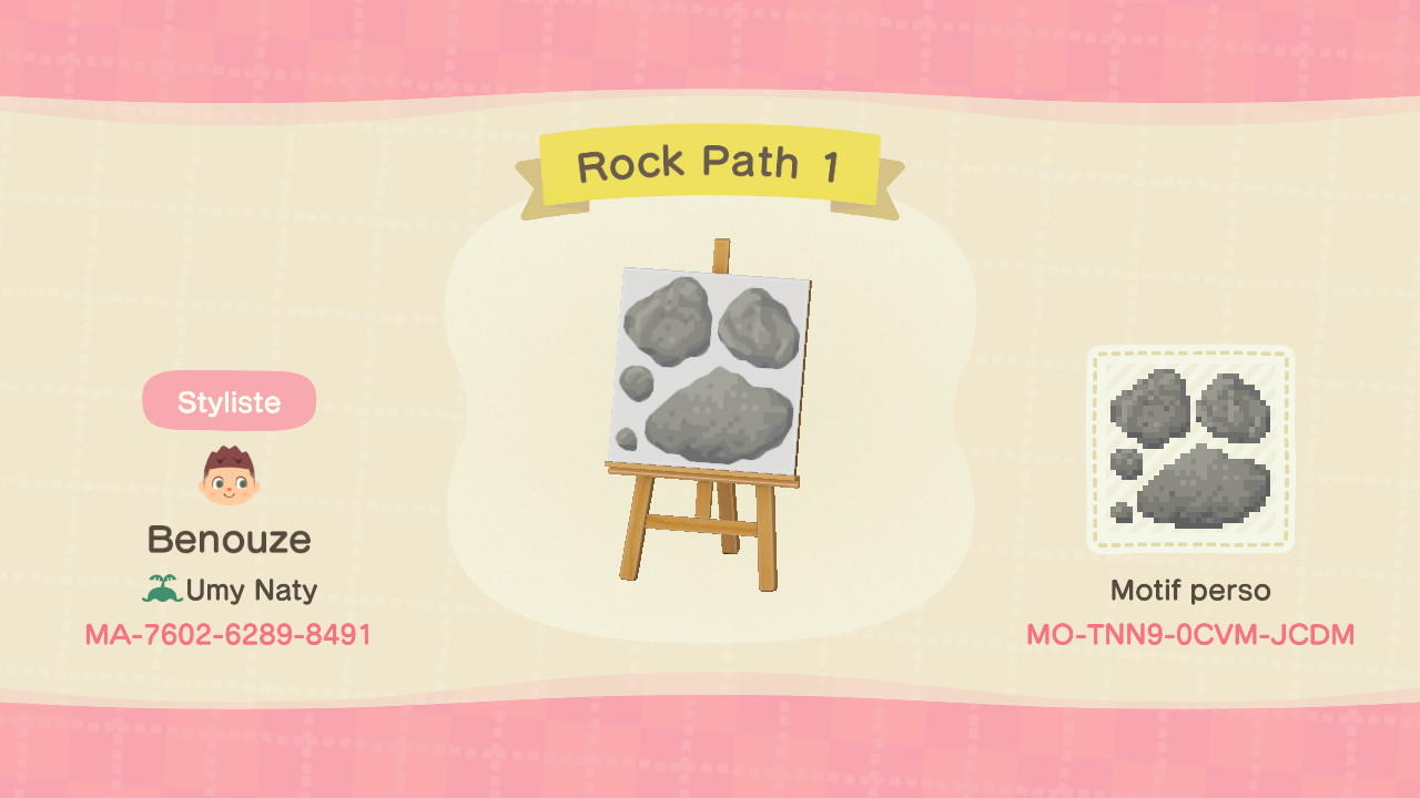 Animal Crossing Design Code: MO-TNN9-0CVM-JCDM Rock Path 1