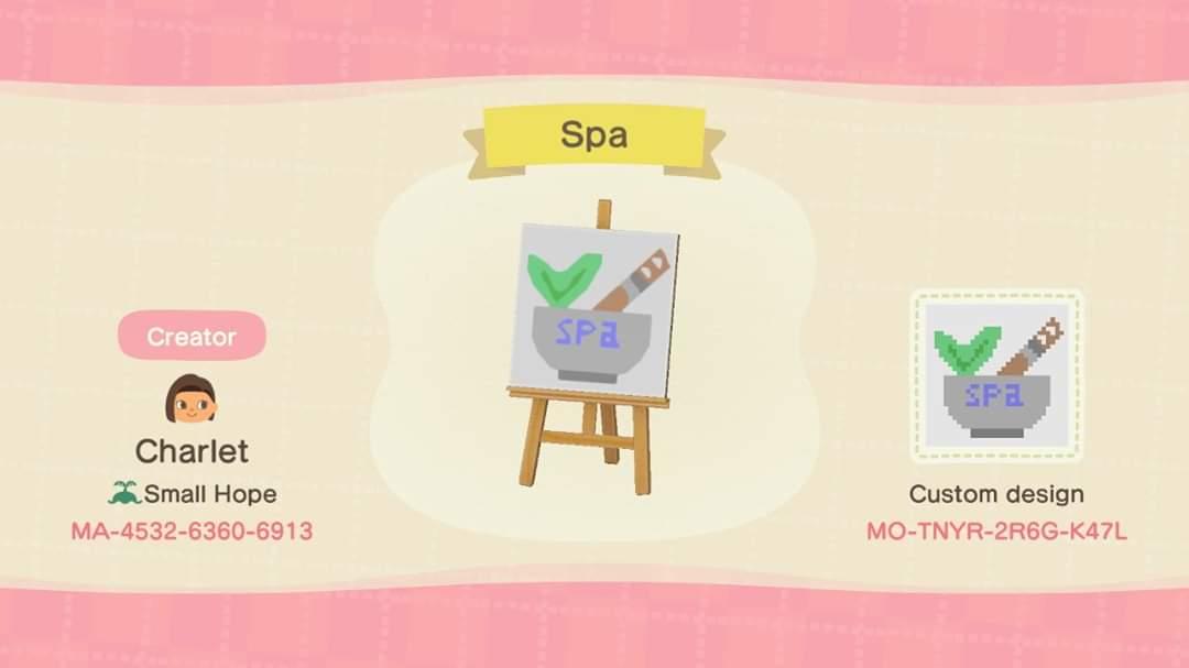 Animal Crossing Design Code: MO-TNYR-2R6G-K47L Spa