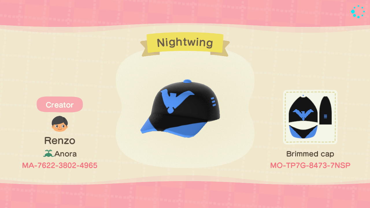 Animal Crossing Design Code: MO-TP7G-8473-7NSP Nightwing