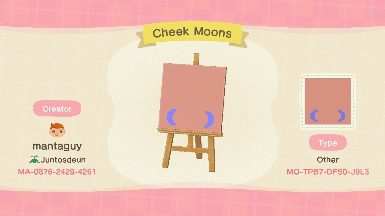 Animal Crossing Design Code: MO-TPB7-DFS0-J9L3 Cheek Moons