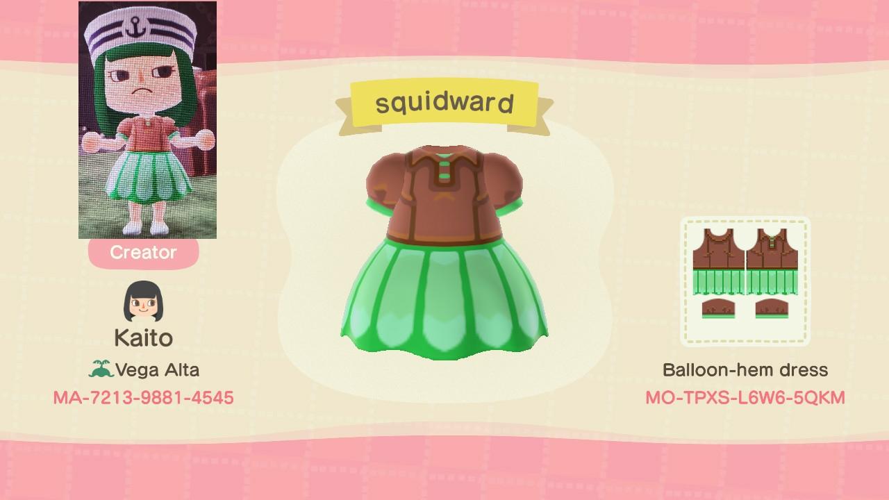 Animal Crossing Design Code: MO-TPXS-L6W6-5QKM Squirdward Q.