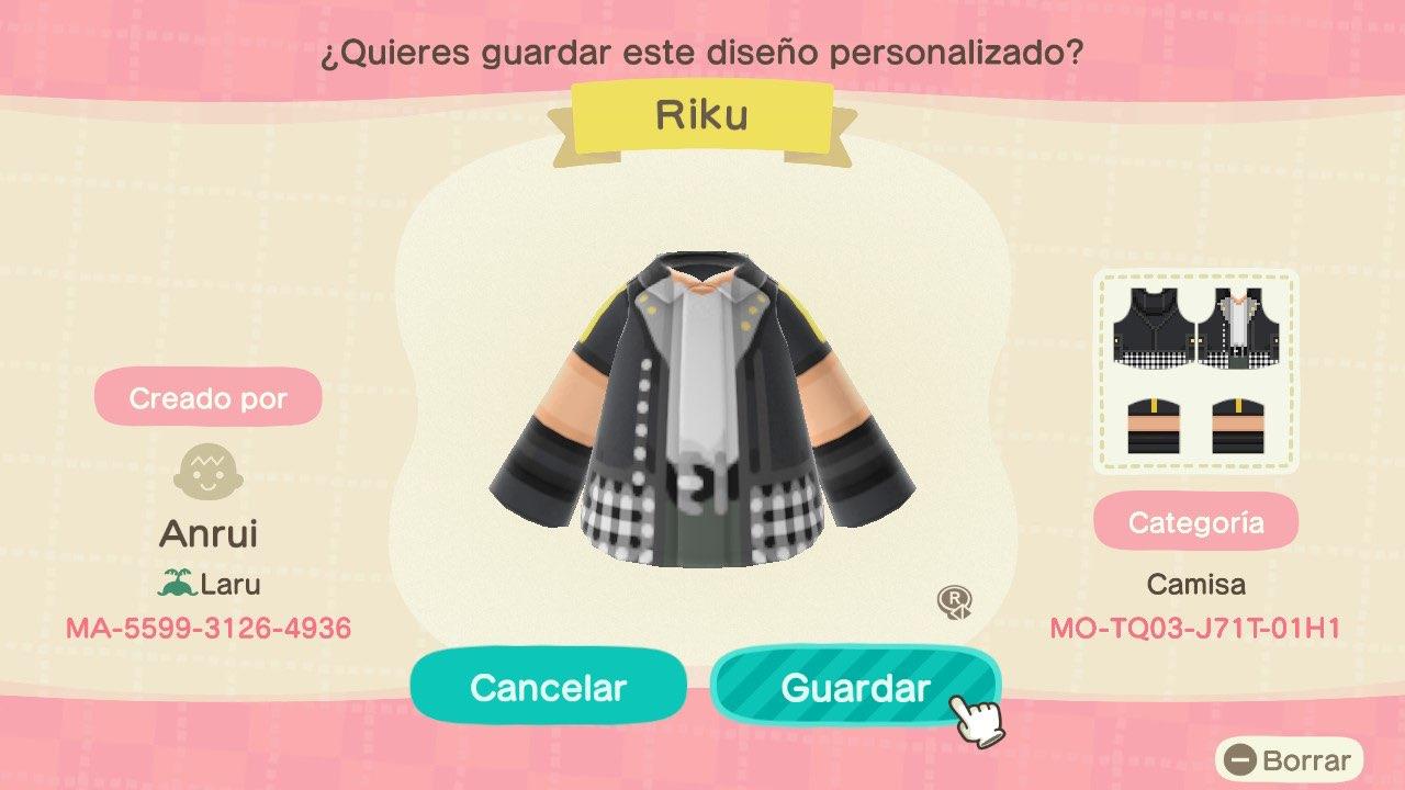 Animal Crossing Design Code: MO-TQ03-J71T-01H1 KH3 - Riku