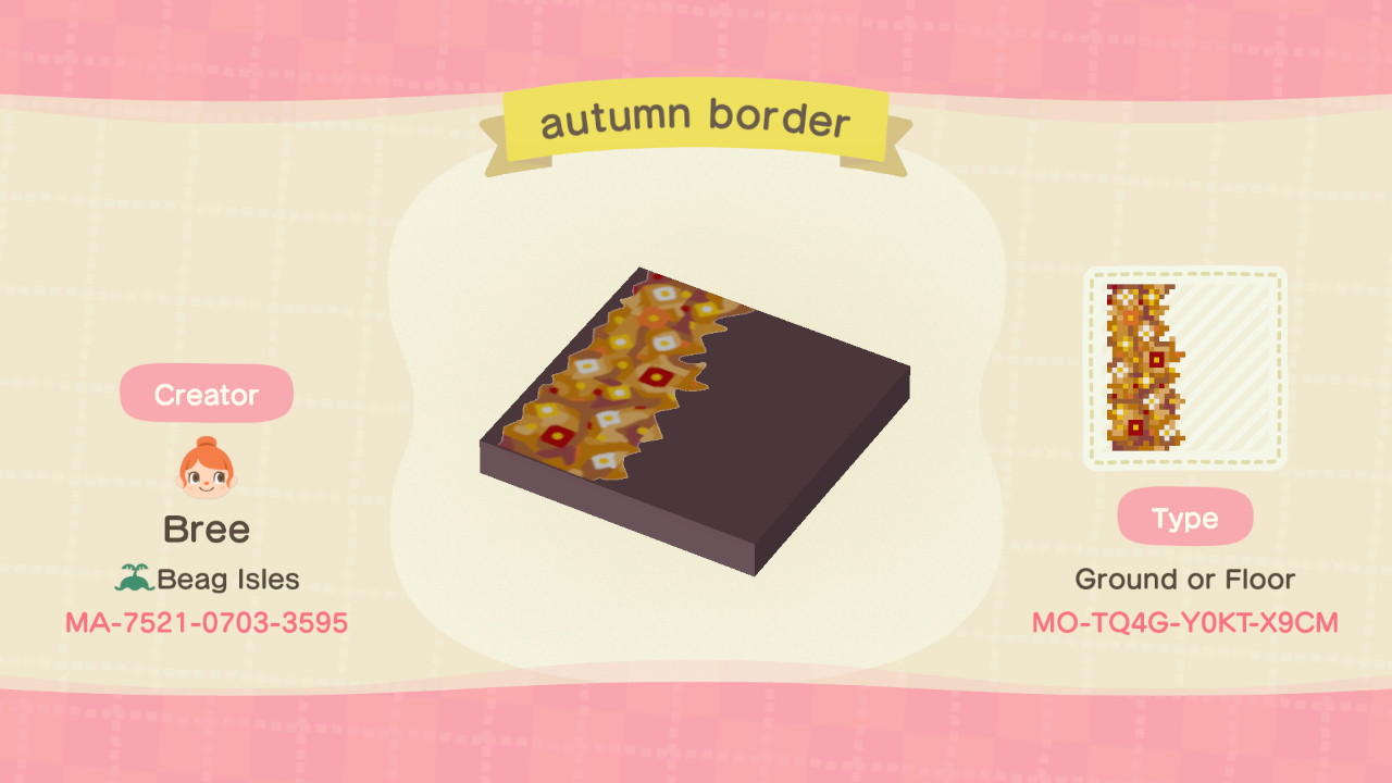 Animal Crossing Design Code: MO-TQ4G-Y0KT-X9CM autumn border