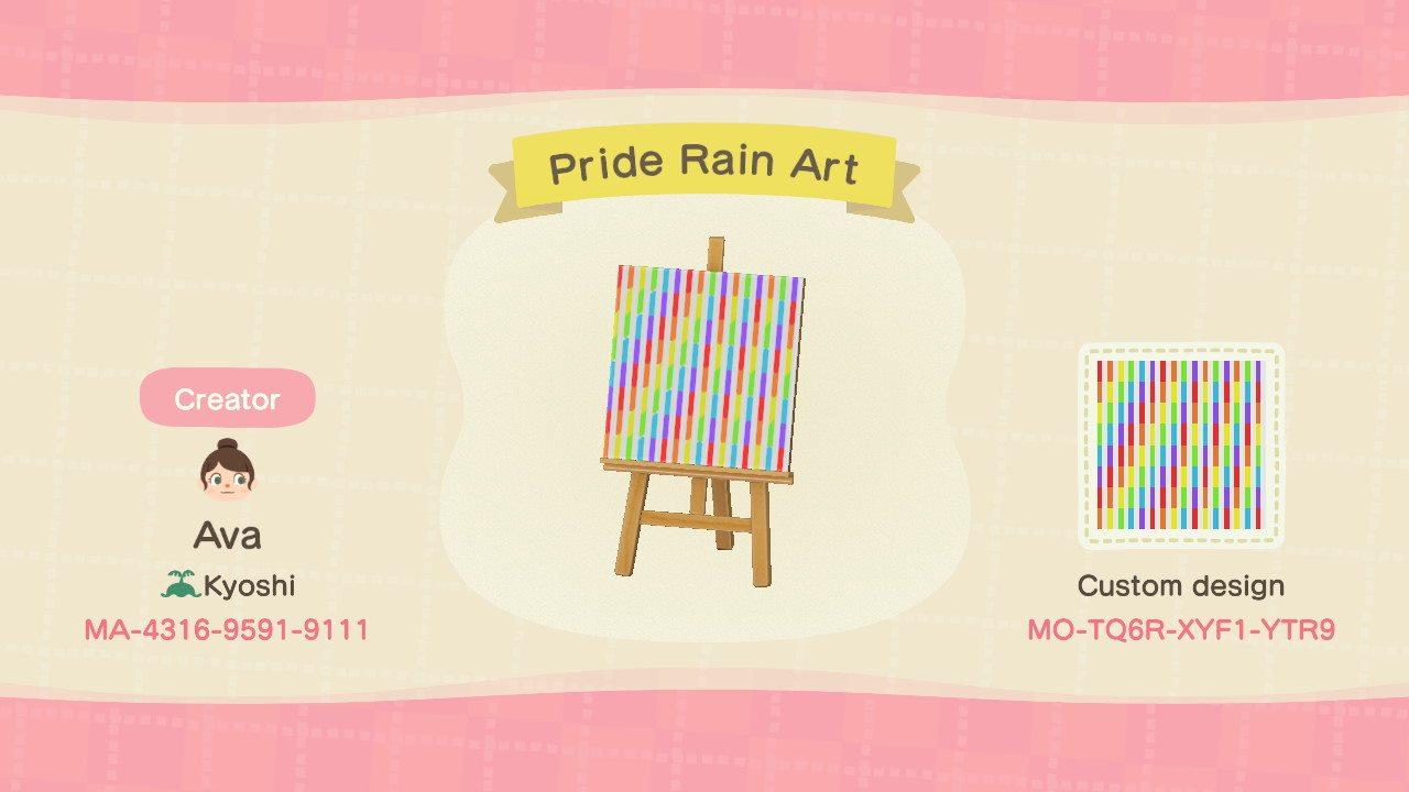 Animal Crossing Design Code: MO-TQ6R-XYF1-YTR9 Pride Rain Art