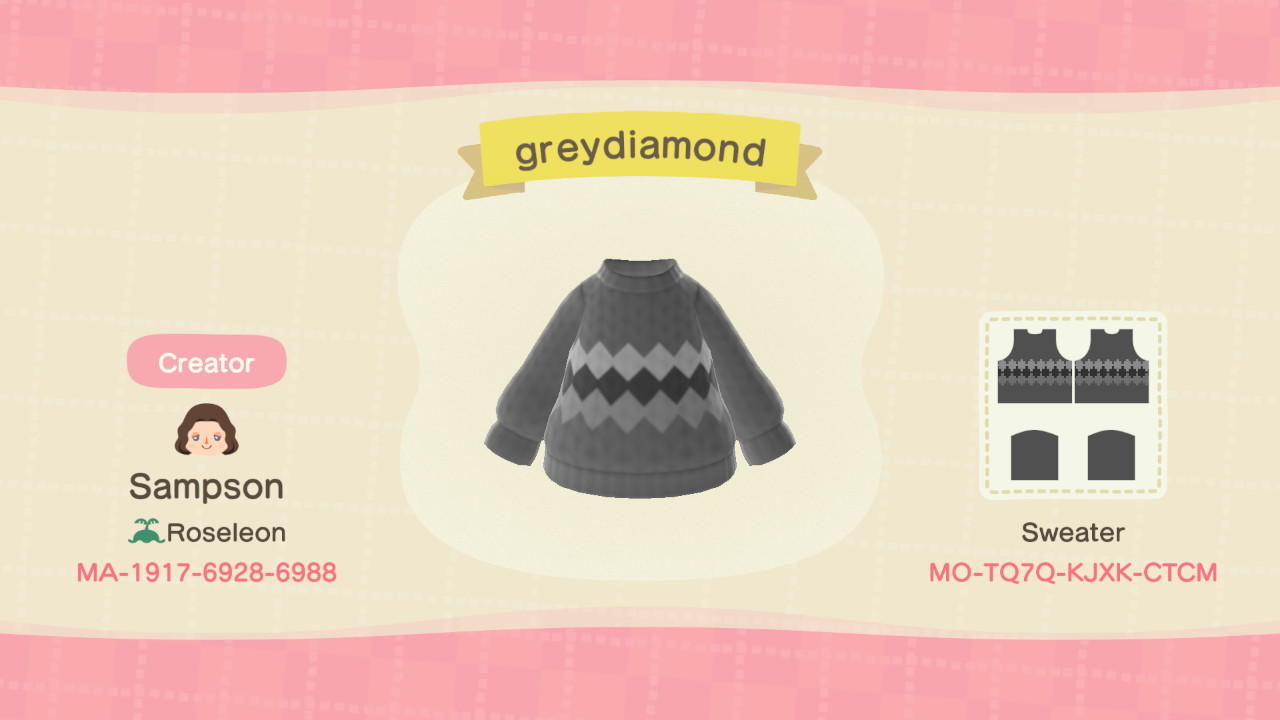 Animal Crossing Design Code: MO-TQ7Q-KJXK-CTCM greydiamond