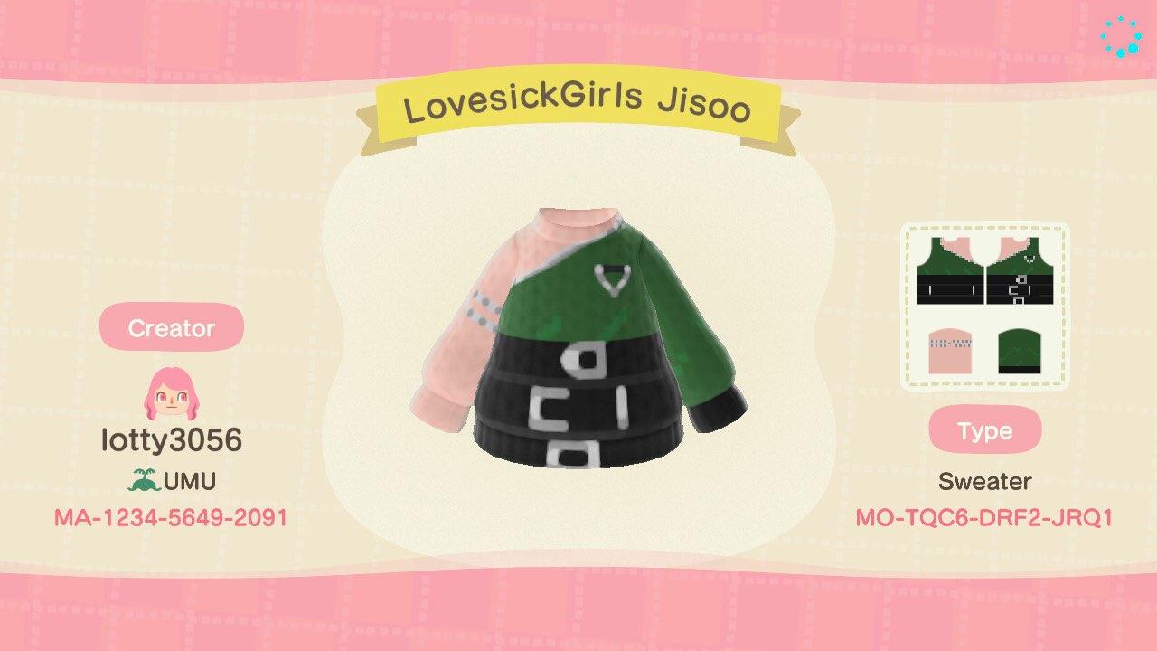 Animal Crossing Design Code: MO-TQC6-DRF2-JRQ1 LovesickGirls Jisoo