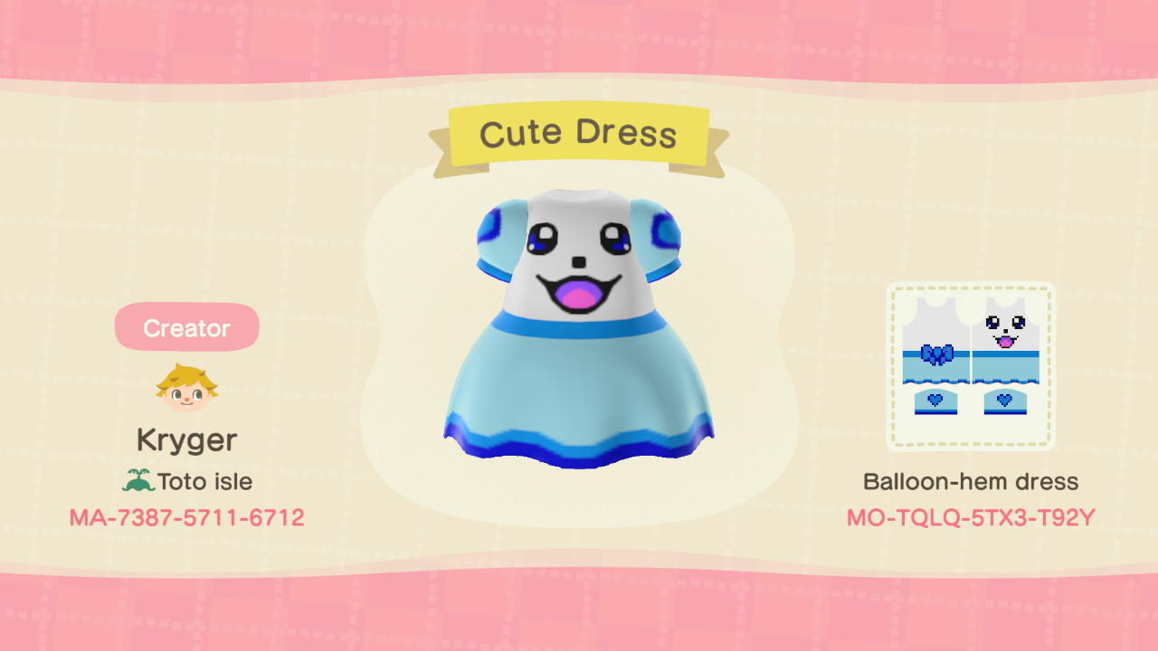 Animal Crossing Design Code: MO-TQLQ-5TX3-T92Y Cute dress