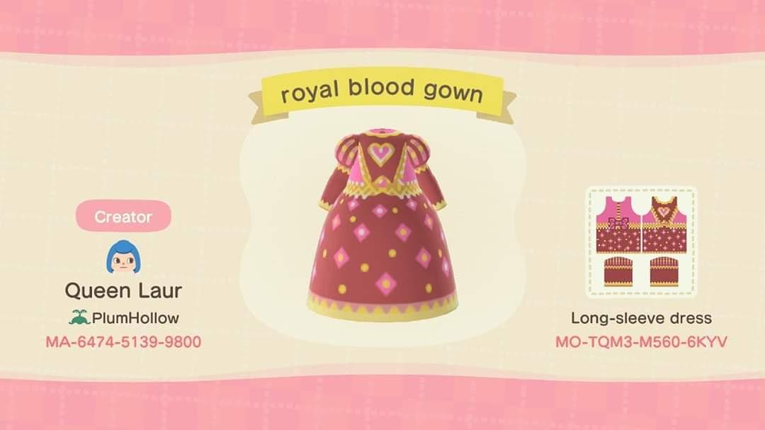 Animal Crossing Design Code: MO-TQM3-M560-6KYV Royal Blood Gown