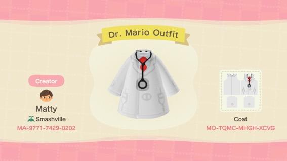 Animal Crossing Design Code: MO-TQMC-MHGH-XCVG Dr. Mario Coat