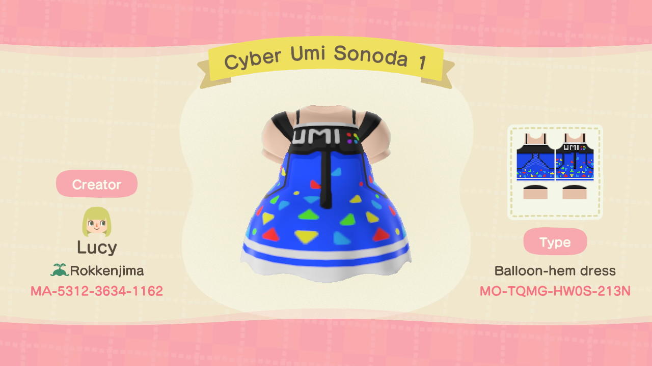 Animal Crossing Design Code: MO-TQMG-HW0S-213N Cyber Umi Sonoda 1
