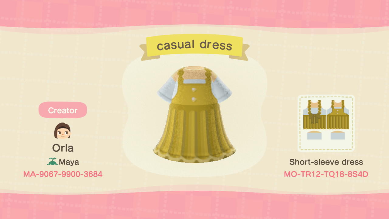 Animal Crossing Design Code: MO-TR12-TQ18-8S4D Casual dress