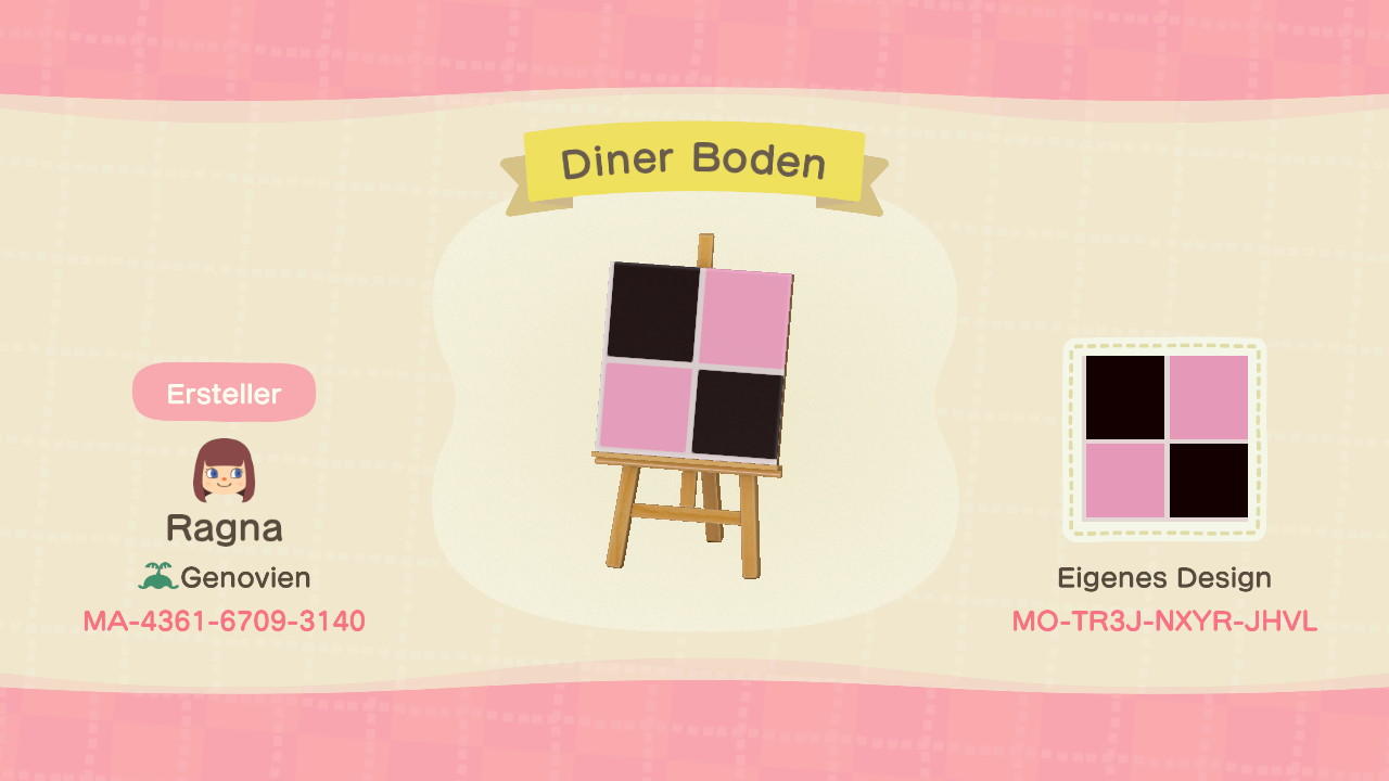 Animal Crossing Design Code: MO-TR3J-NXYR-JHVL Diner-Floor