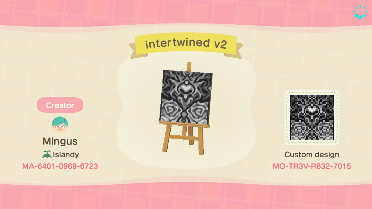 Animal Crossing Design Code: MO-TR3V-R832-7015 intertwined v2