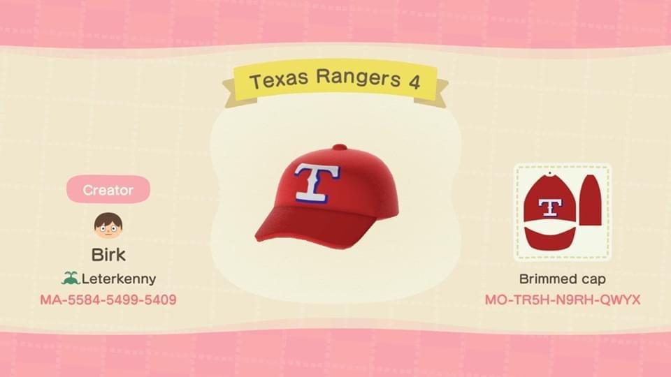Animal Crossing Design Code: MO-TR5H-N9RH-QWYX Texas Rangers 4