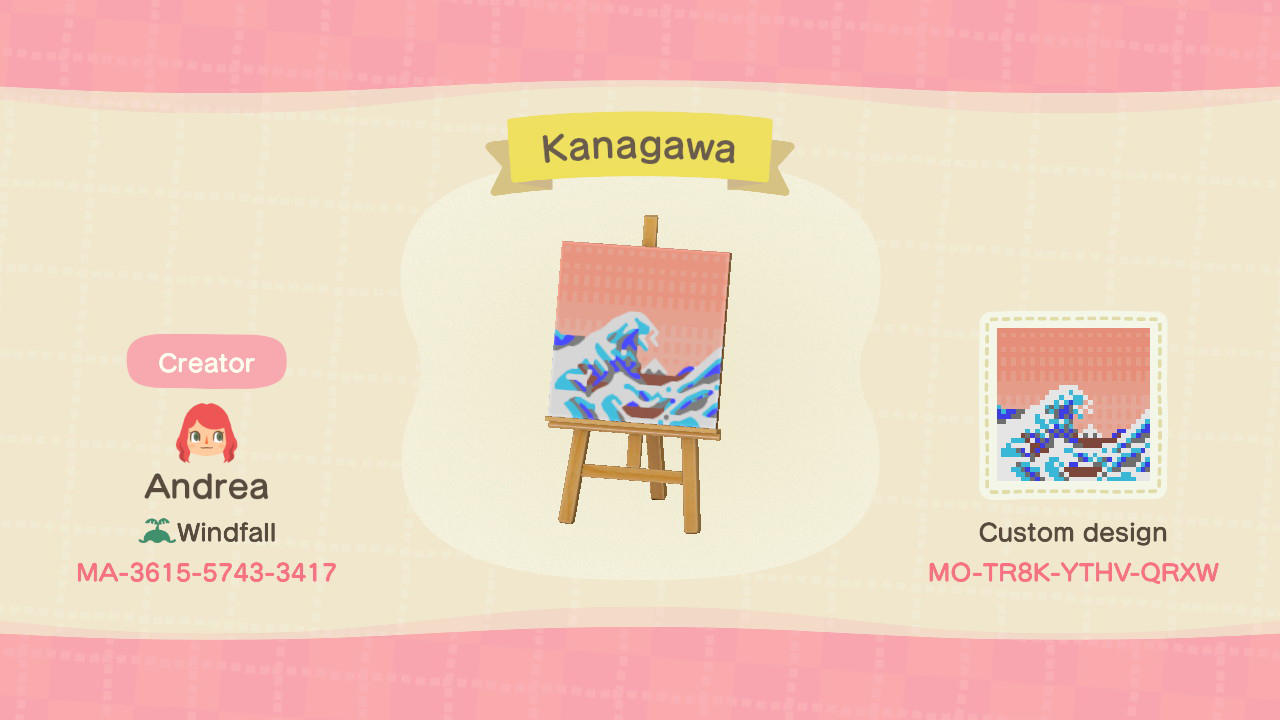 Animal Crossing Design Code: MO-TR8K-YTHV-QRXW Kanagawa