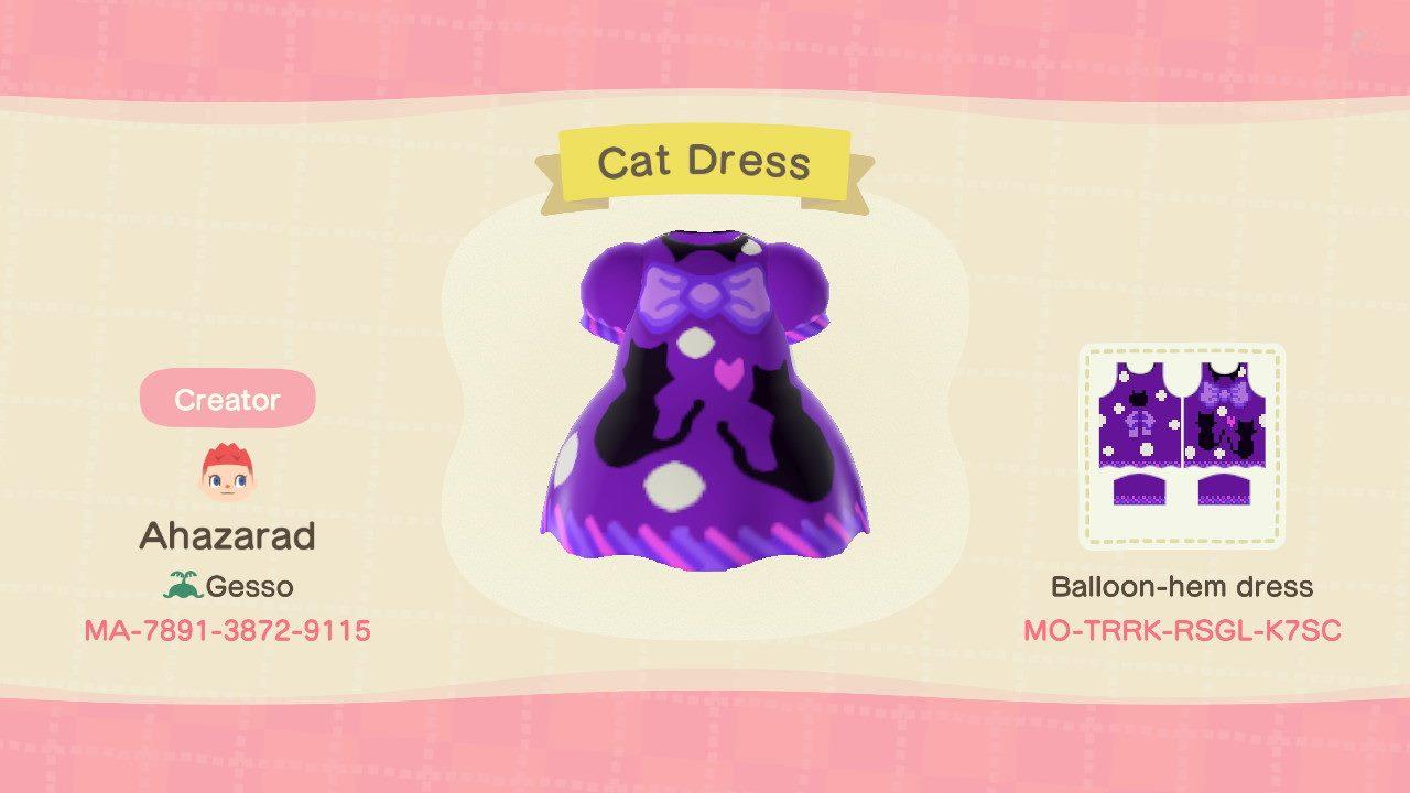 Animal Crossing Design Code: MO-TRRK-RSGL-K7SC Cat Dress