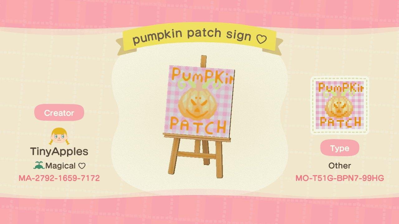 Animal Crossing Design Code: MO-TS1G-BPN7-99HG pumpkin patch sign