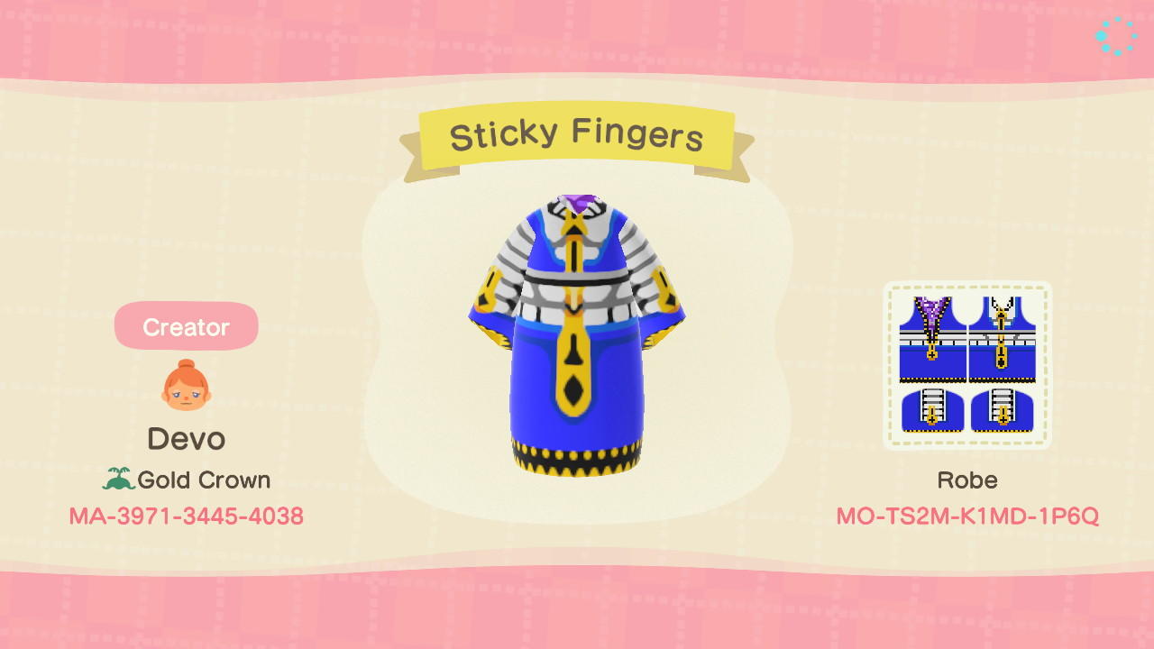 Animal Crossing Design Code: MO-TS2M-K1MD-1P6Q Sticky Fingers