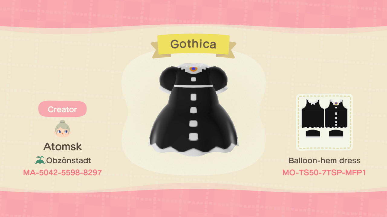 Animal Crossing Design Code: MO-TS50-7TSP-MFP1 Gothica