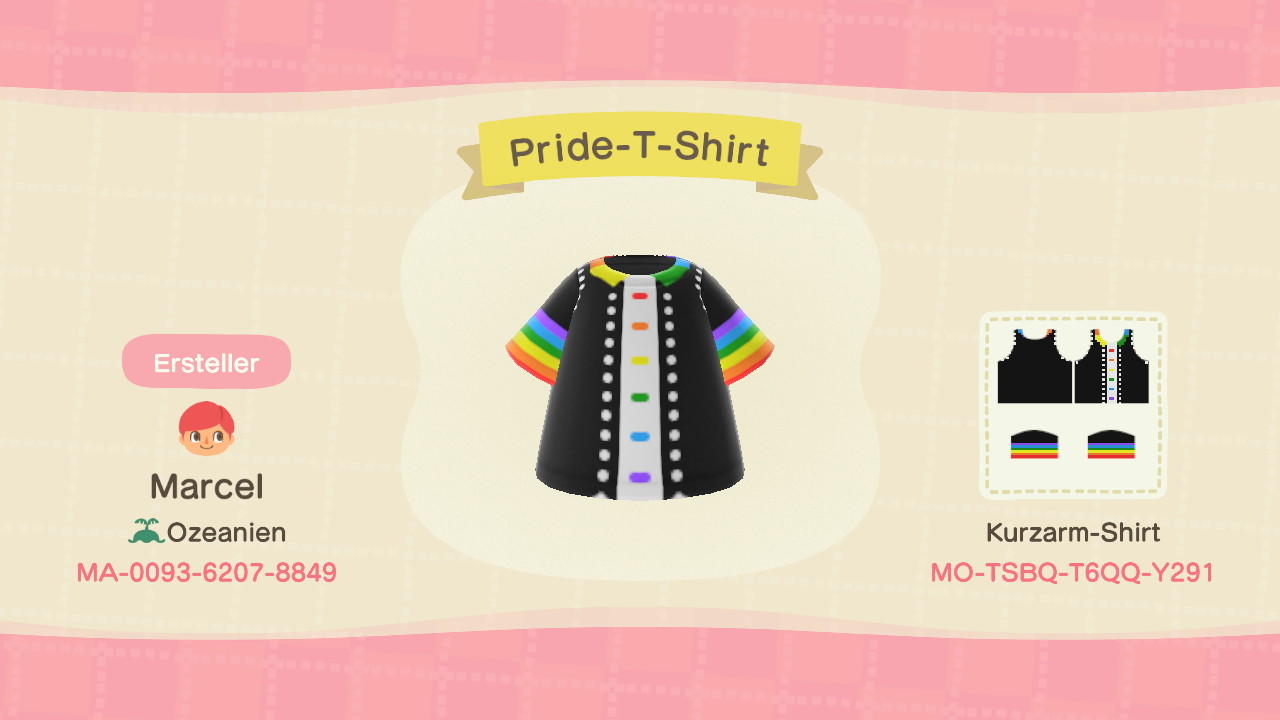 Animal Crossing Design Code: MO-TSBQ-T6QQ-Y291 Pride-T-Shirt