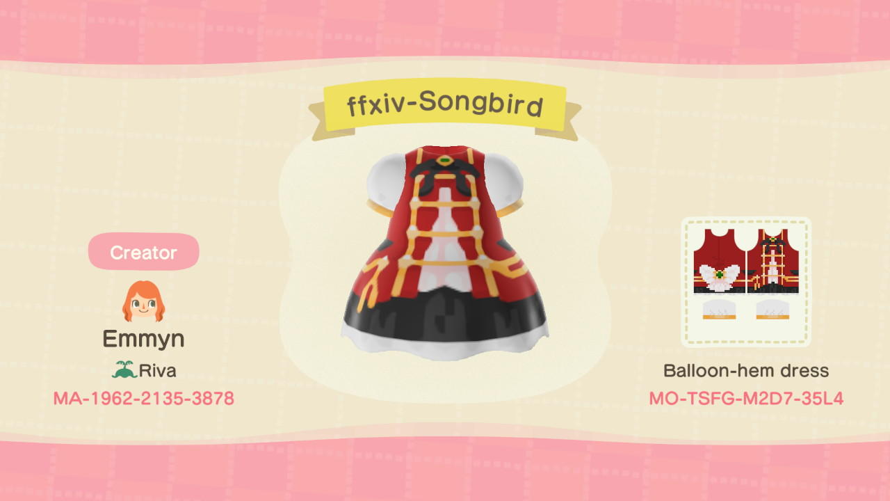 Animal Crossing Design Code: MO-TSFG-MWD7-35L4 FFXIV-Songbird