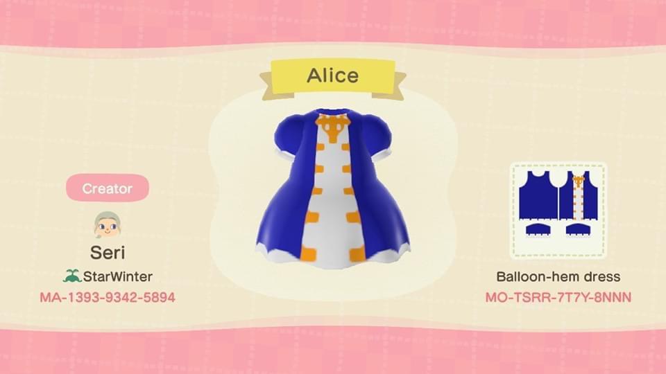 Animal Crossing Design Code: MO-TSRR-7T7Y-8NNN Alice Elliott