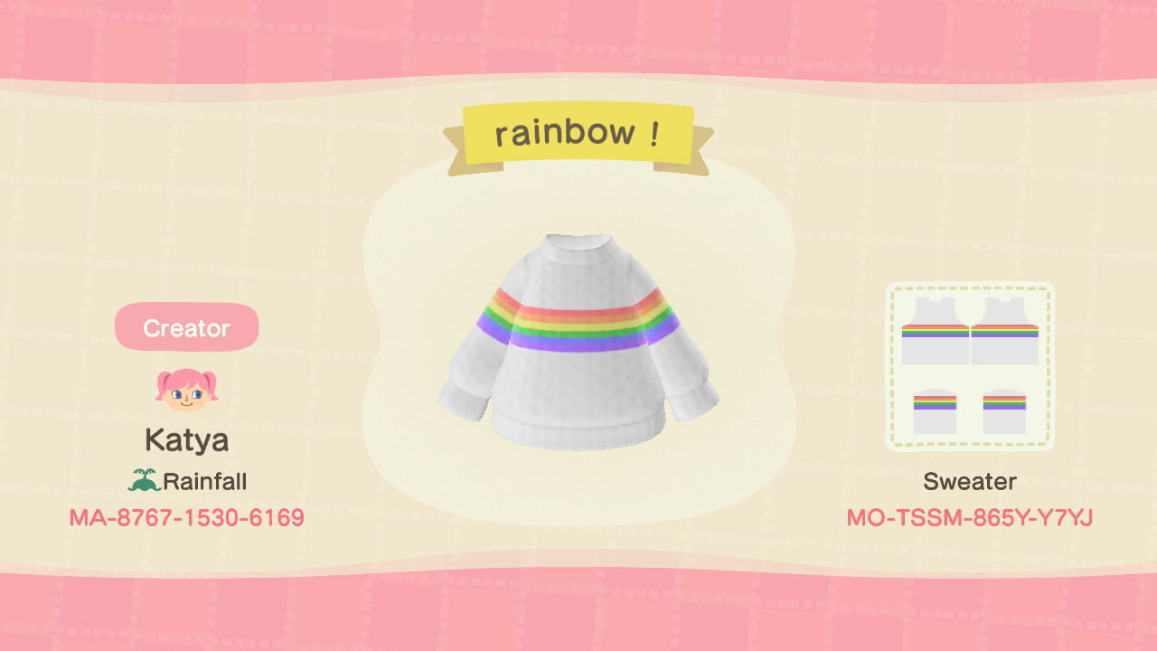 Animal Crossing Design Code: MO-TSSM-865Y-Y7YJ rainbow !