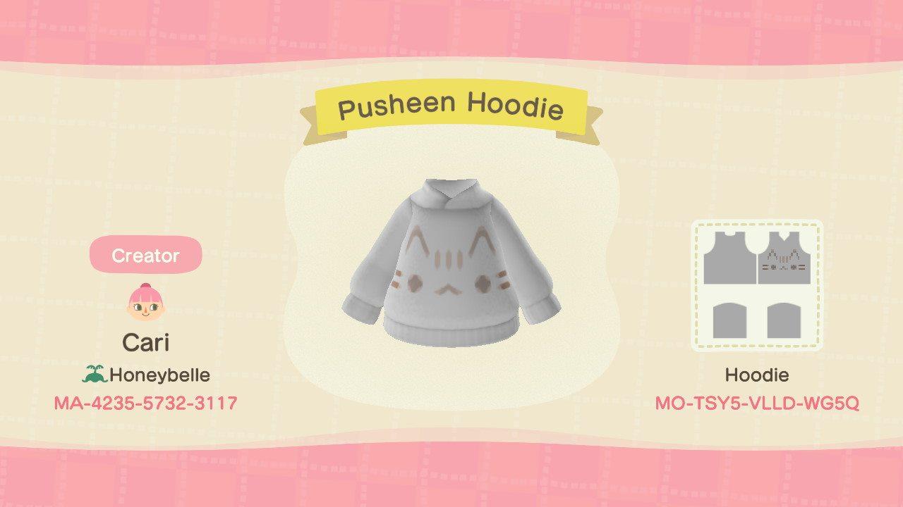 Animal Crossing Design Code: MO-TSY5-VLLD-WG5Q Pusheen Hoodie