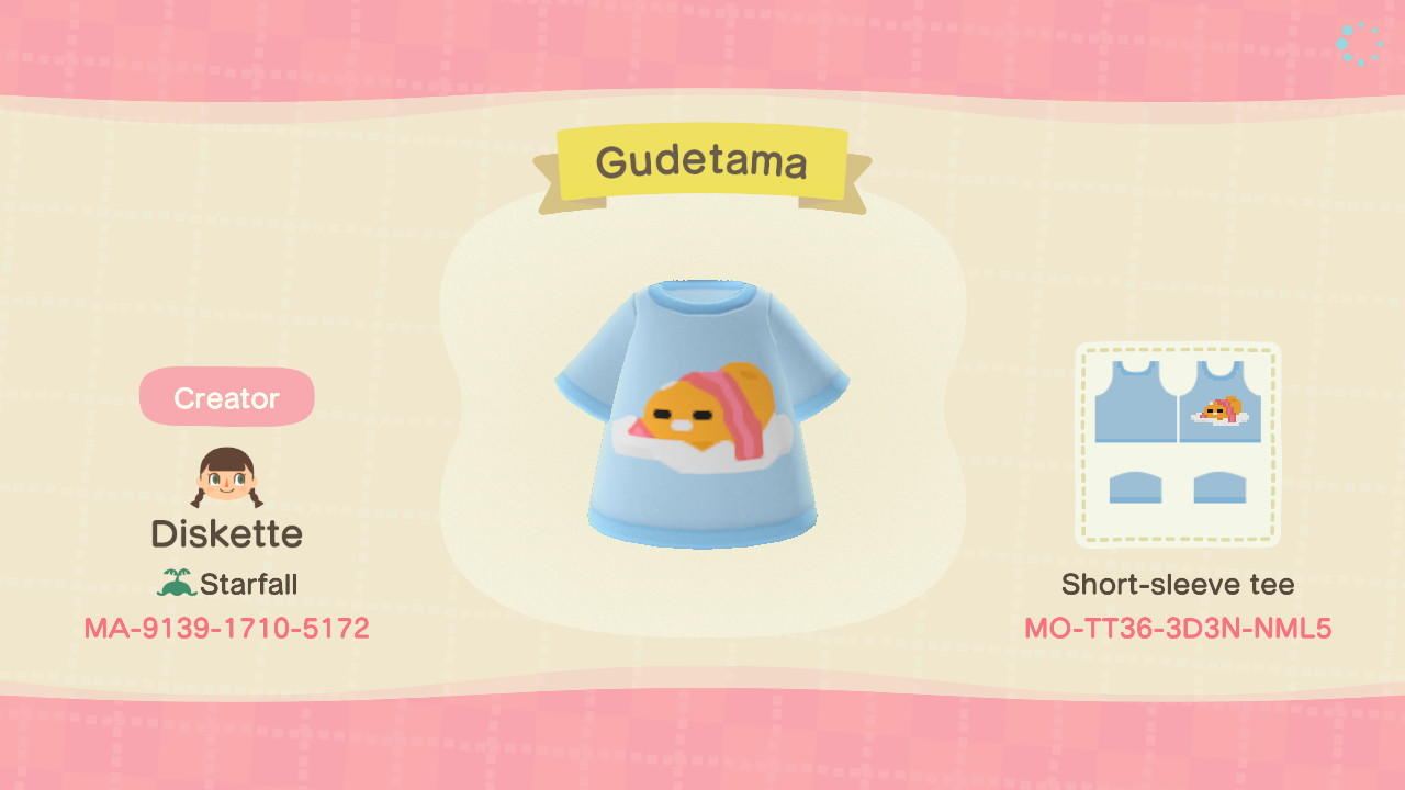 Animal Crossing Design Code: MO-TT36-3D3N-NML5 Gudetama