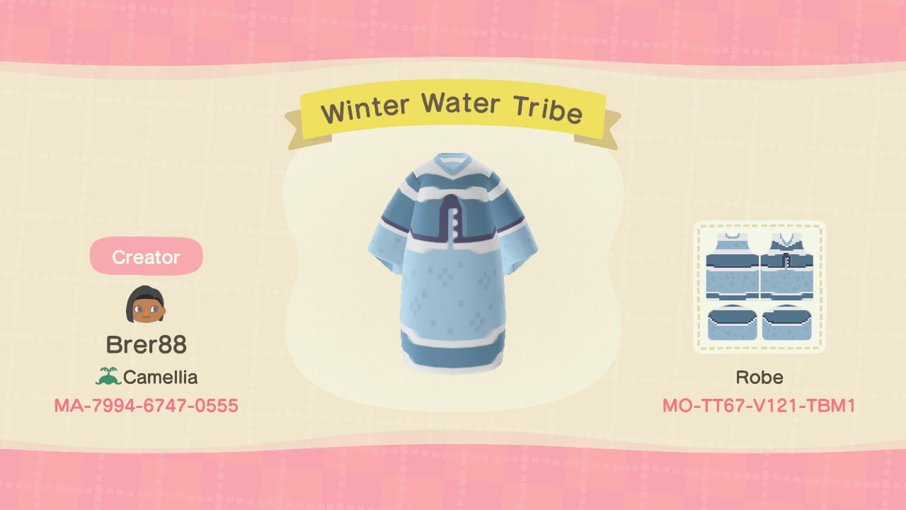 Animal Crossing Design Code: MO-TT67-V121-TBM1 Winter Water Tribe