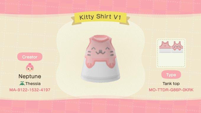 Animal Crossing Design Code: MO-TTDR-G86P-0KRK Kitty Shirt V1