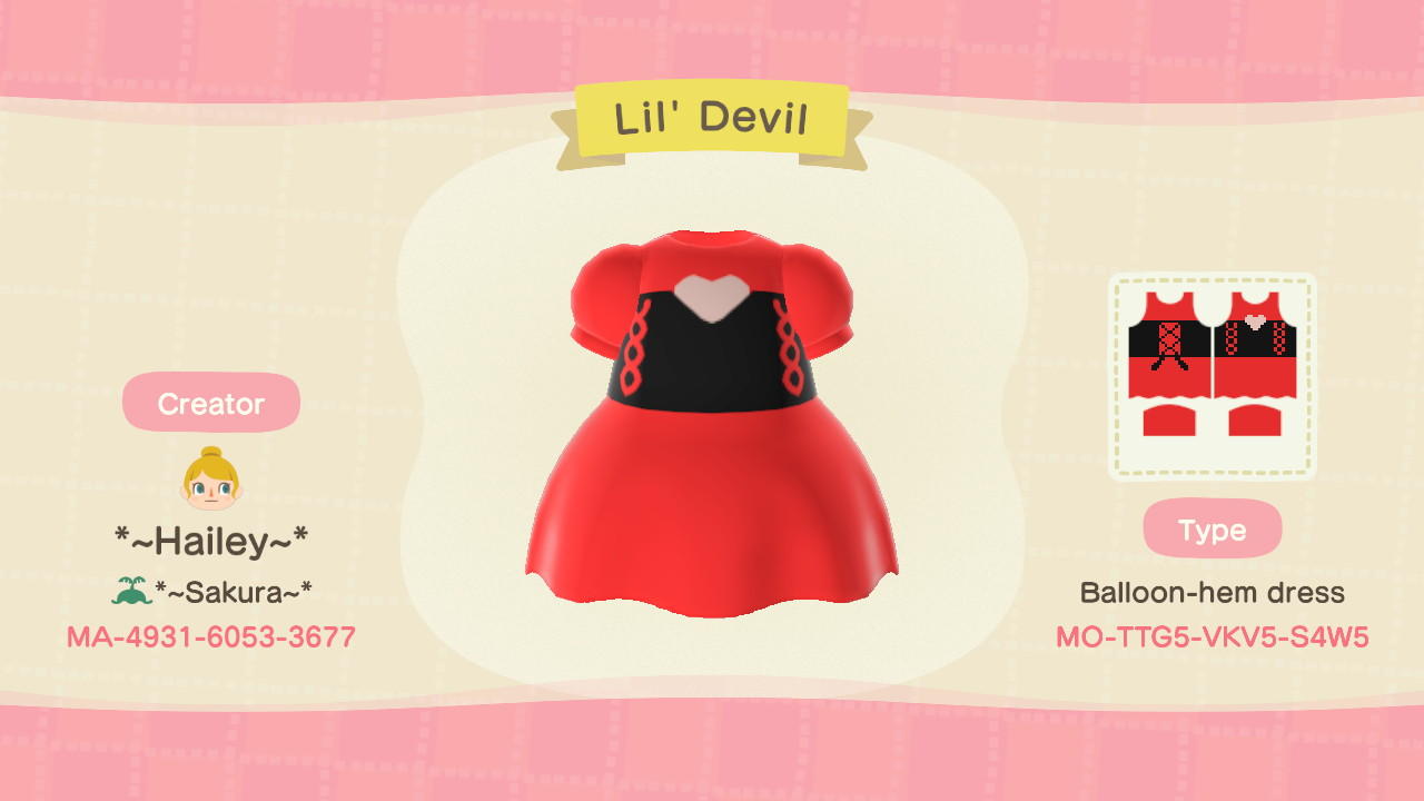 Animal Crossing Design Code: MO-TTG5-VKV5-S4W5 Lil' Devil