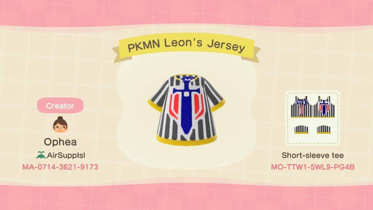 Animal Crossing Design Code: MO-TTW1-5WL9-PG4B Leon&#39;s Jersey
