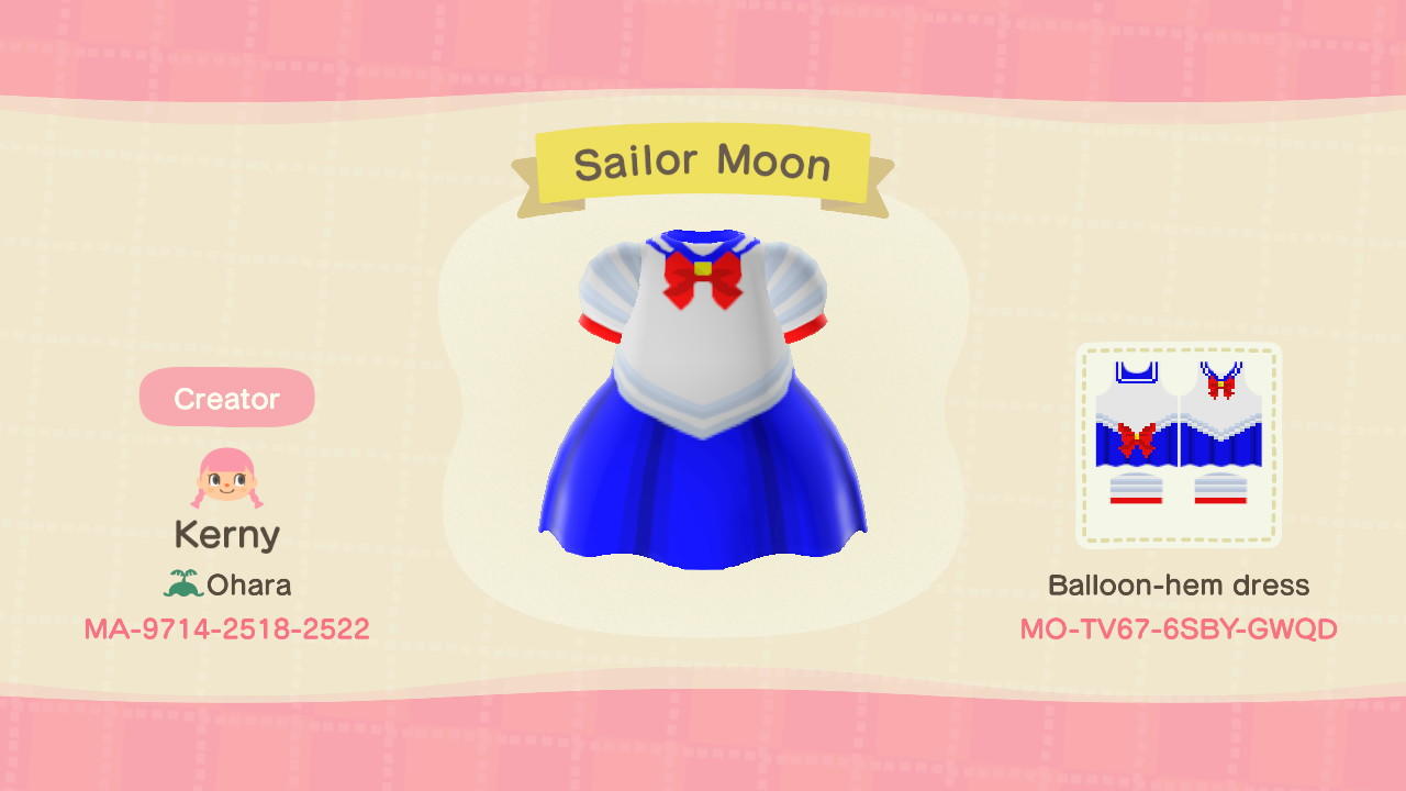 Animal Crossing Design Code: MO-TV67-6SBY-GWQD Sailor Moon