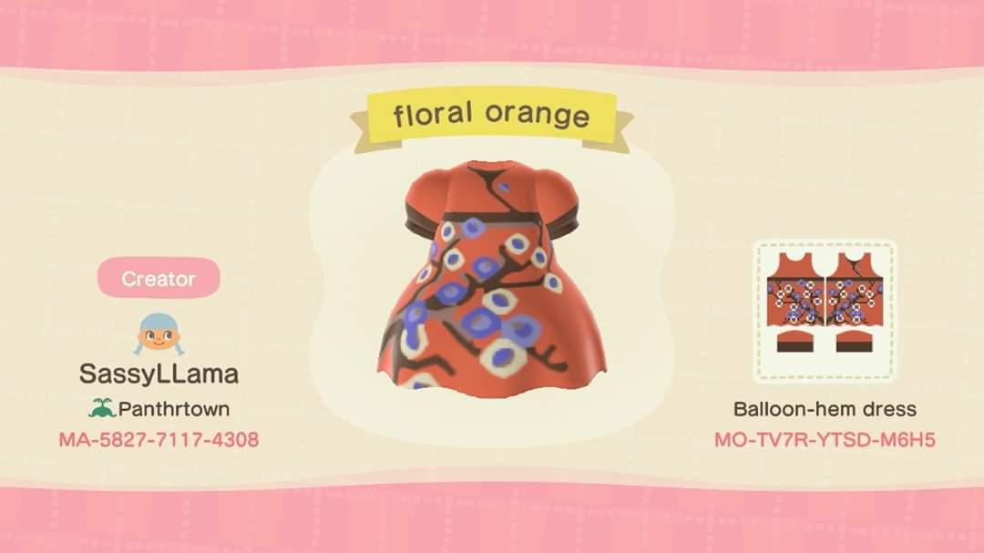 Animal Crossing Design Code: MO-TV7R-YTSD-M6H5 floral orange