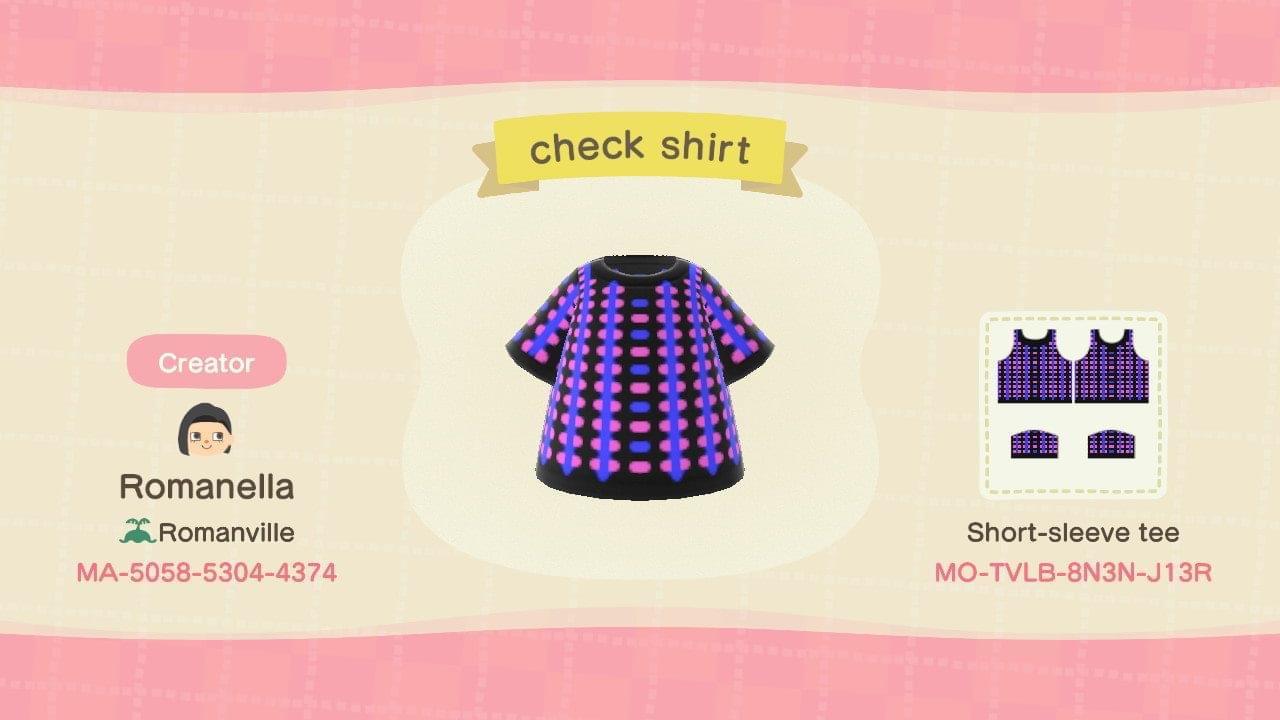 Animal Crossing Design Code: MO-TVLB-8N3N-J13R Check Shirt