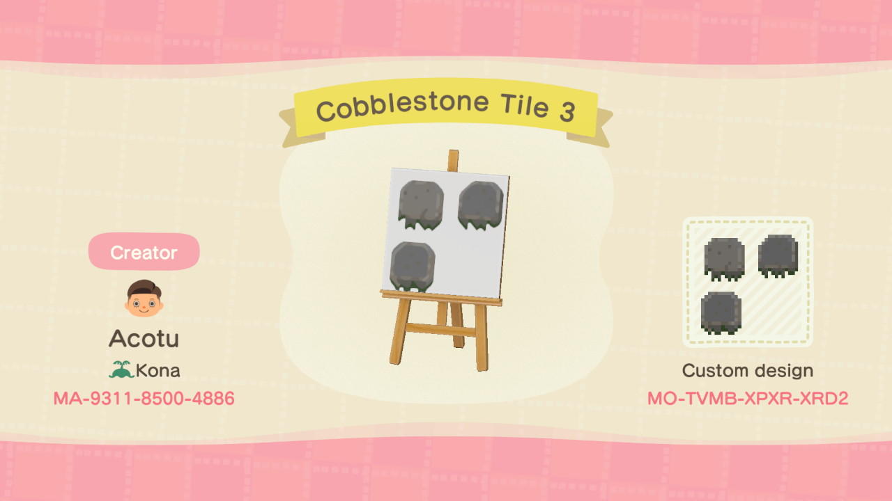 Animal Crossing Design Code: MO-TVMB-XPXR-XRD2 Cobblestone Path 3