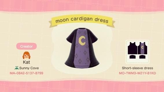 Animal Crossing Design Code: MO-TWM3-W21Y-81KD moon cardigan dress