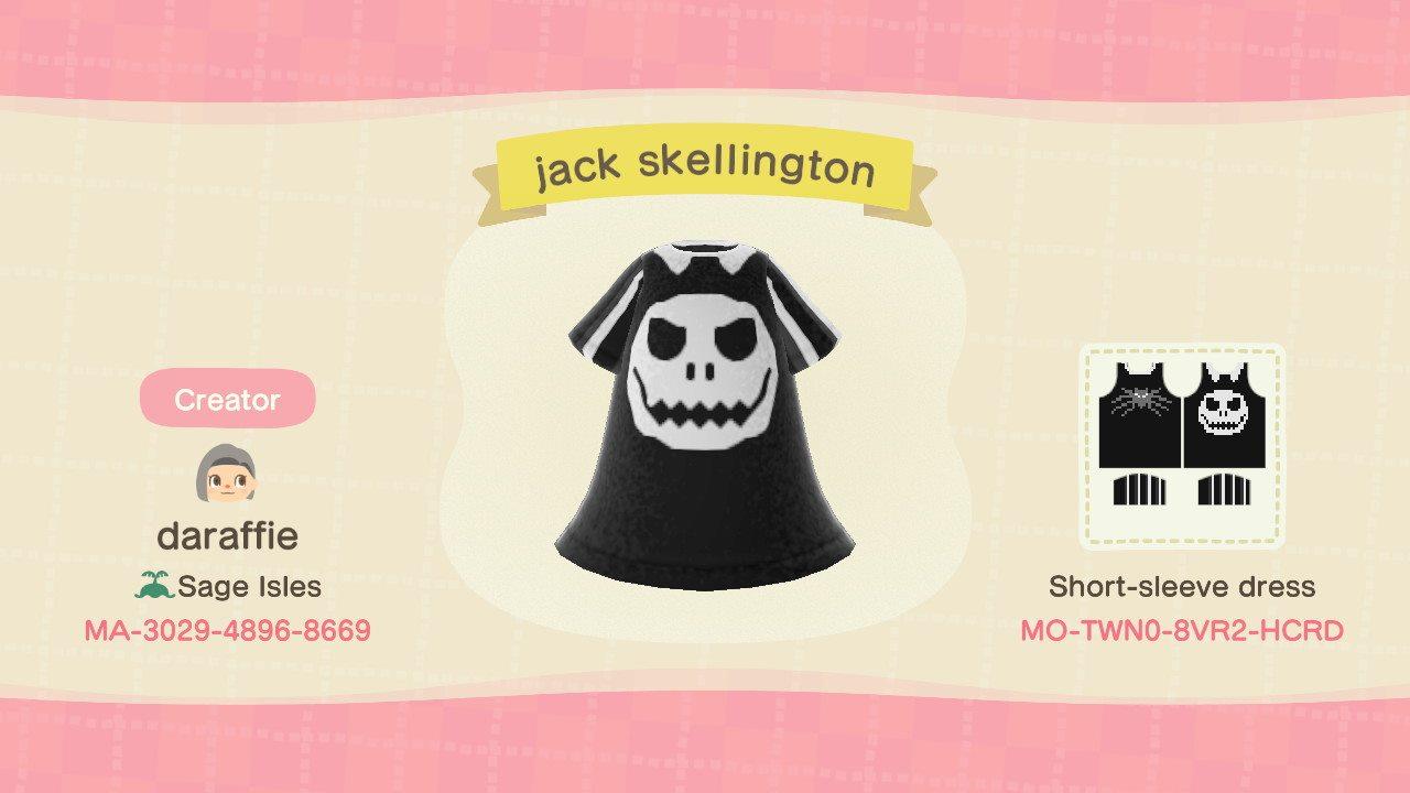 Animal Crossing Design Code: MO-TWN0-8VR2-HCRD Jack Skellington