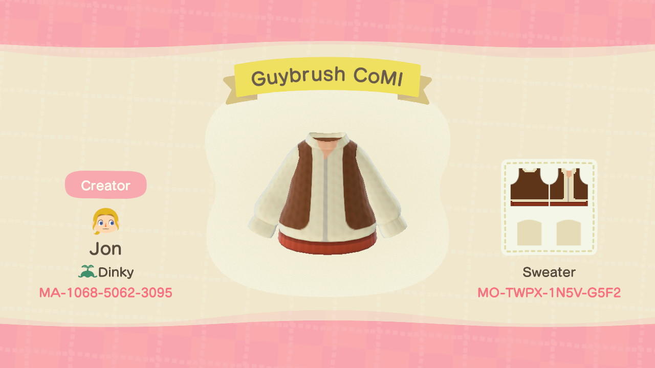 Animal Crossing Design Code: MO-TWPX-1N5V-G5F2 Guybrush CoMI