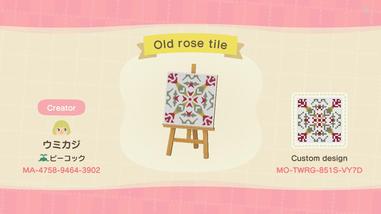 Animal Crossing Design Code: MO-TWRG-851S-VY7D Old rose tile