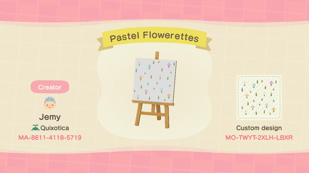 Animal Crossing Design Code: MO-TWYT-2XLH-LBXR Pastel Flowerettes