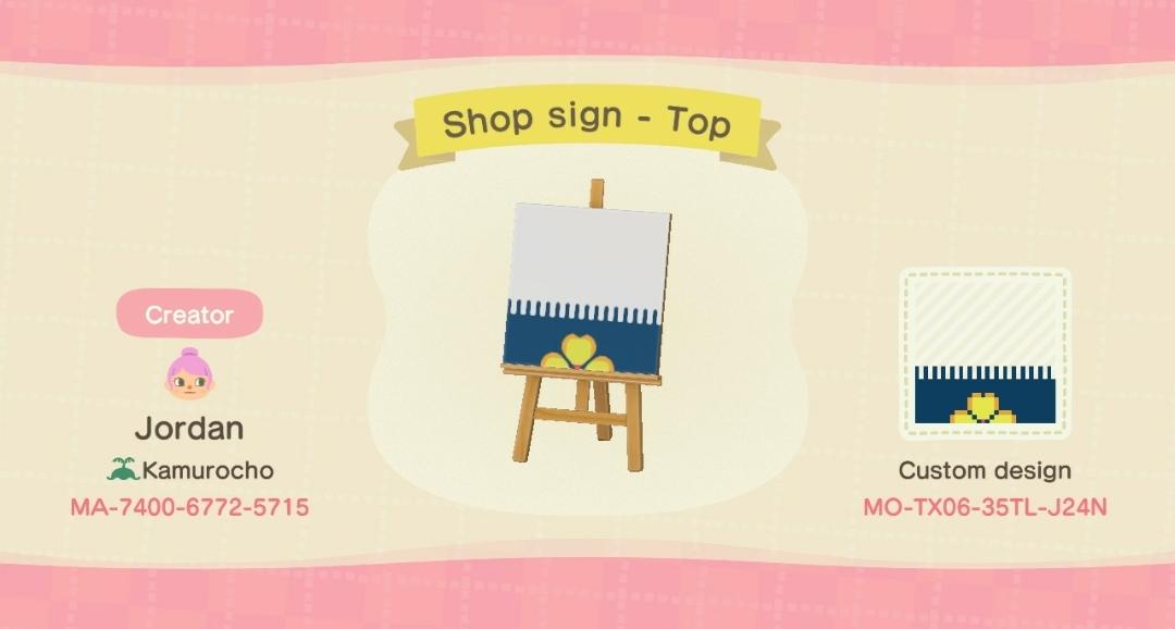 Animal Crossing Design Code: MO-TX06-35TL-J24N Shop Sign Top