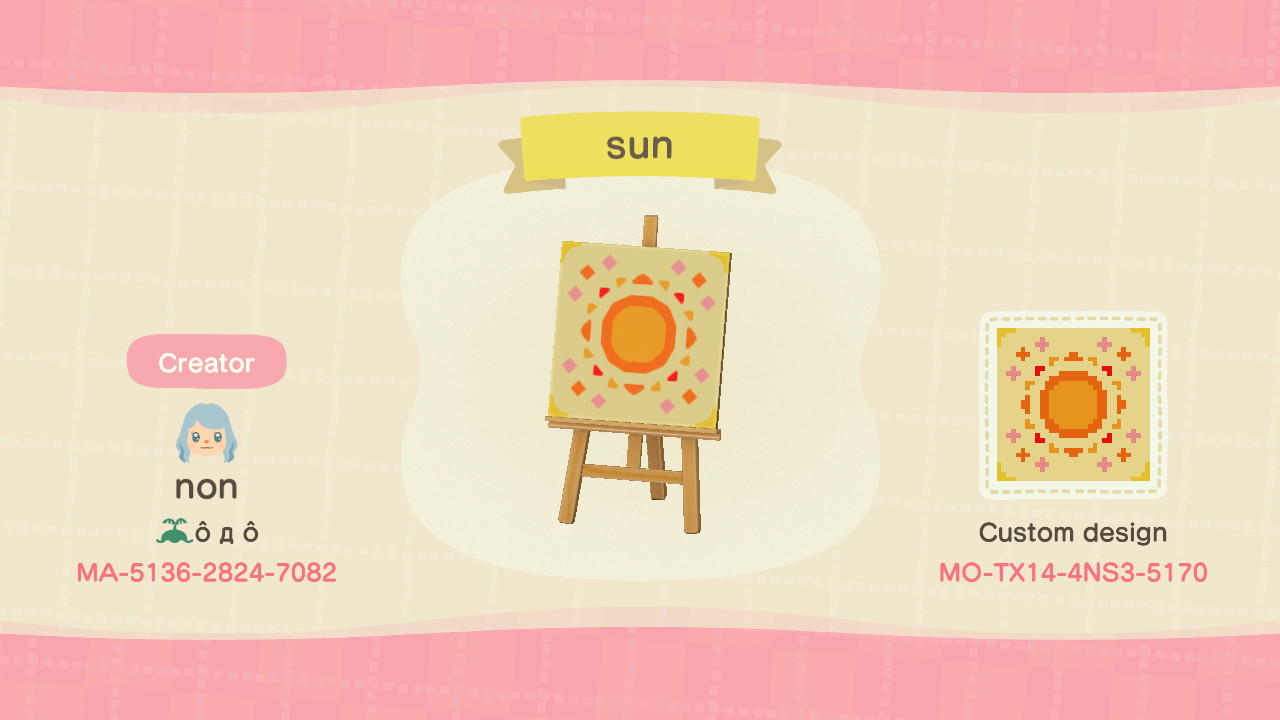Animal Crossing Design Code: MO-TX14-4NS3-5170 sun path