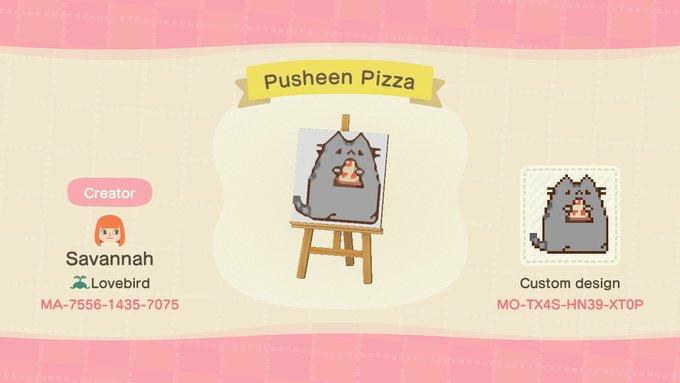 Animal Crossing Design Code: MO-TX45-HN39-XT0P Pusheen Pizza