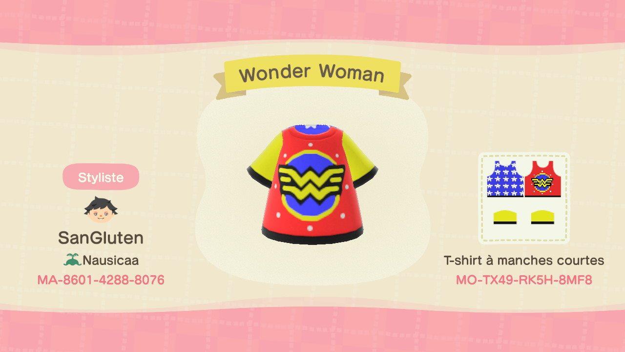 Animal Crossing Design Code: MO-TX49-RK5H-8MF8 Wonder Woman tee