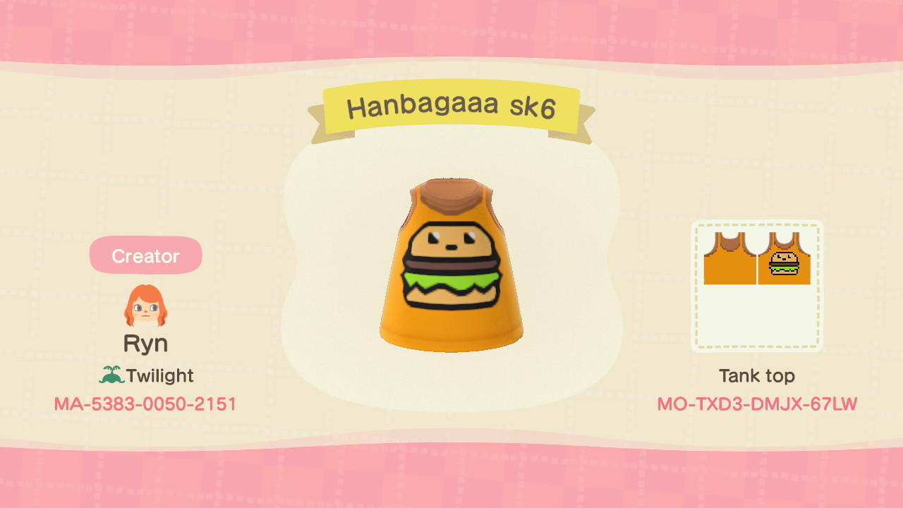 Animal Crossing Design Code: MO-TXD3-DMJX-67LW Hanbagaa sk6